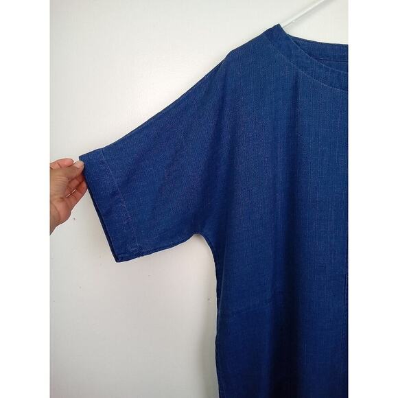 J Jill Pure Jill Indigo Tunic Top Women's Size Small Oversized Boxy Lagenlook - Picture 4 of 6